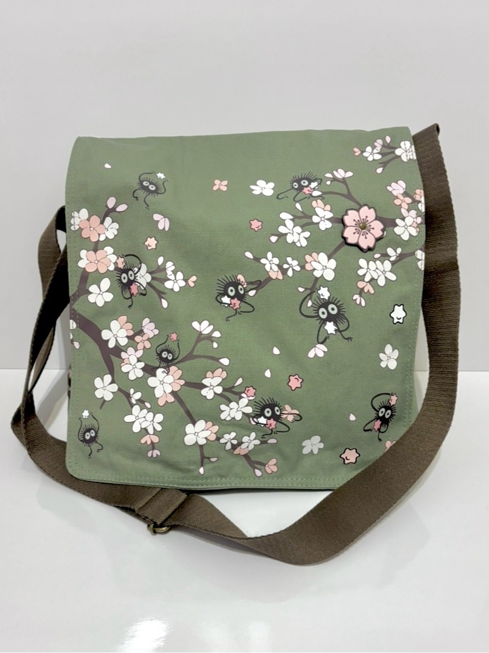 Studio Ghibli Hot Topic Spirited Away Green Cherry Blossoms Crossbody Bag NWT